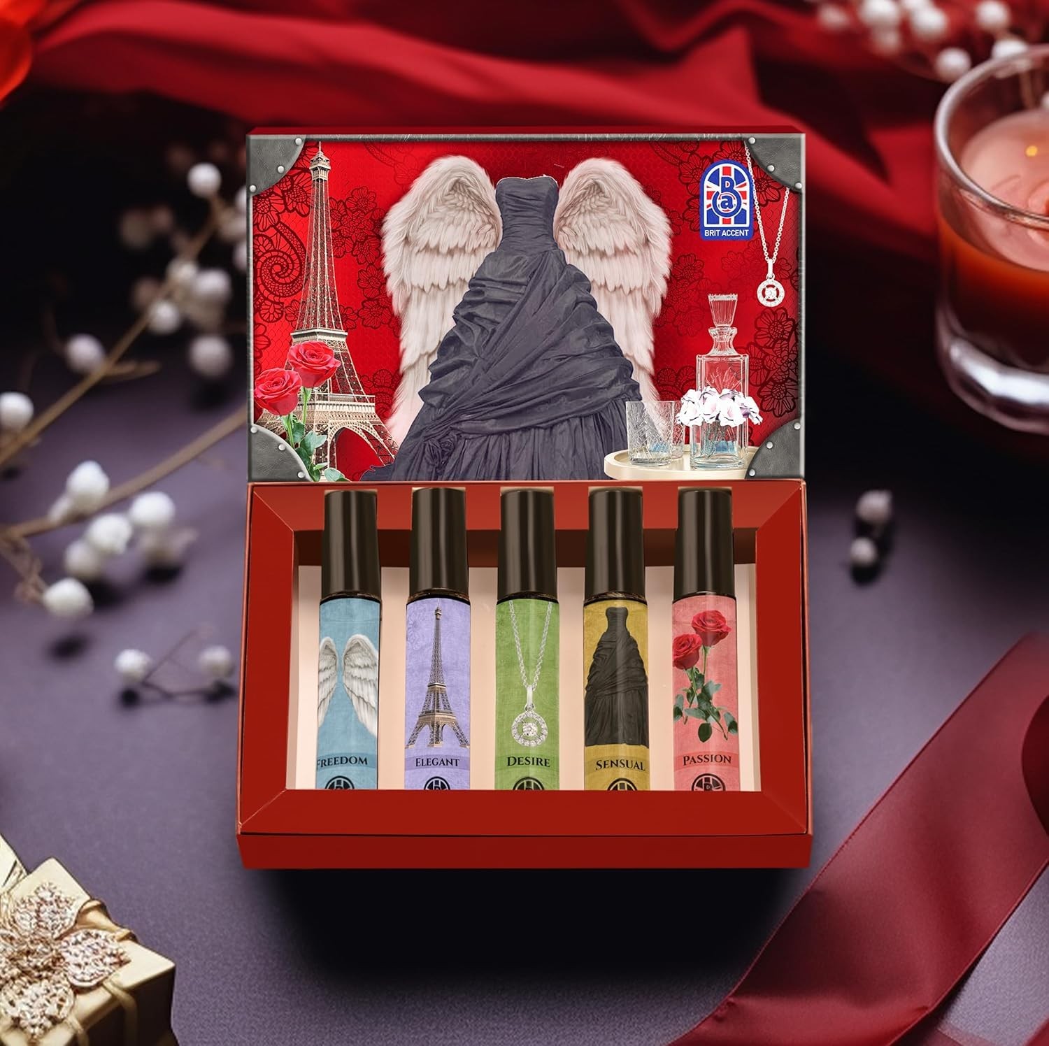 Luxury Perfume Gift Set for Women | Set of 5 x 18ml Eau De Parfums – Sensual, Elegance, Passion, Desire & Freedom | Long-Lasting Fresh Fragrances | Ideal Gift for Her