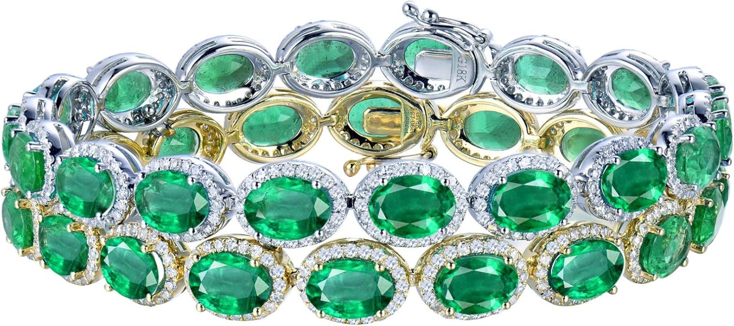 Luxury Fine Jewelry 18k/14k White Yellow Gold Brilliant Diamond Natural Green Emerald Bracelet