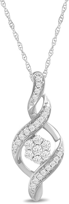 Essentials 10K Diamond Twist Pendant Necklace (1/4 cttw)