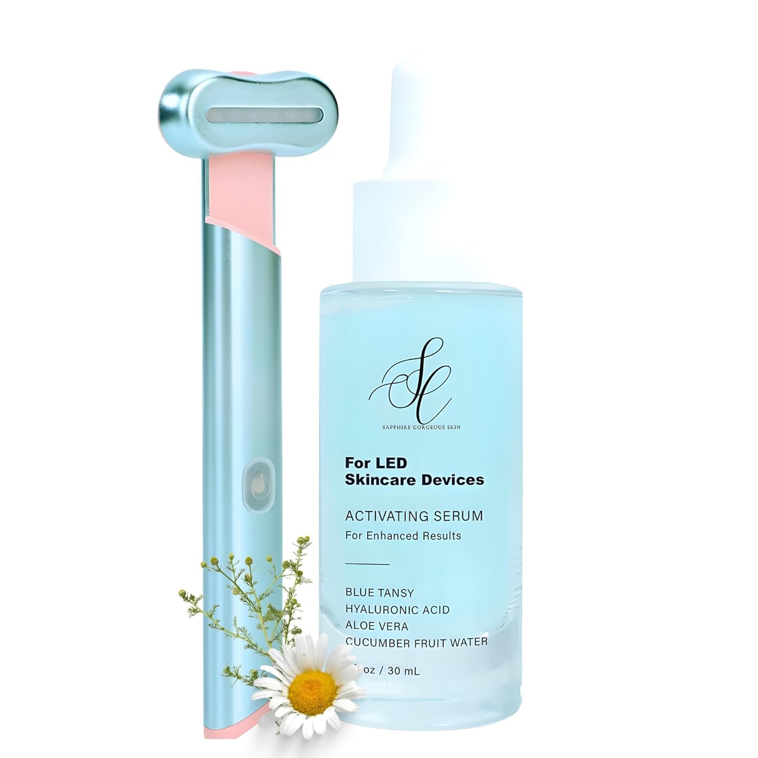 Red Light Therapy Skin Prep Gel | Amplifies LED Wands, Masks & Skincare Devices | Blue Tansy, Aloe, Cucumber & Hyaluronic Hydration | Clean Formula | Compatible Home Skincare Technology (Glow Set)