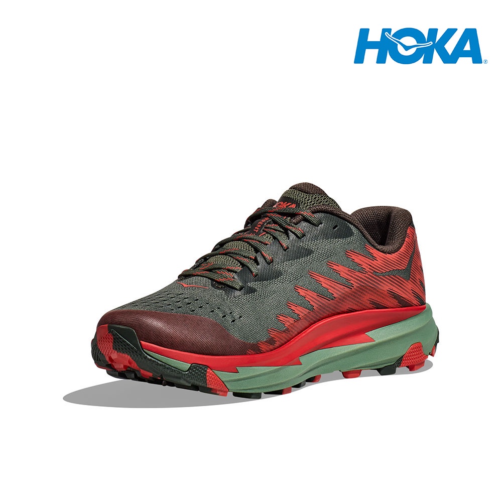 Hoka Men Torrent 3 Trail Running Shoes - Thyme / Fiesta